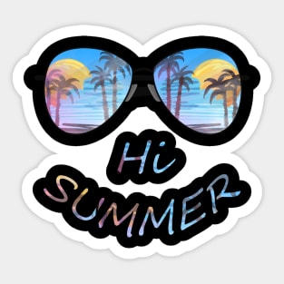 hi summer palm trees beach silhouette Sticker